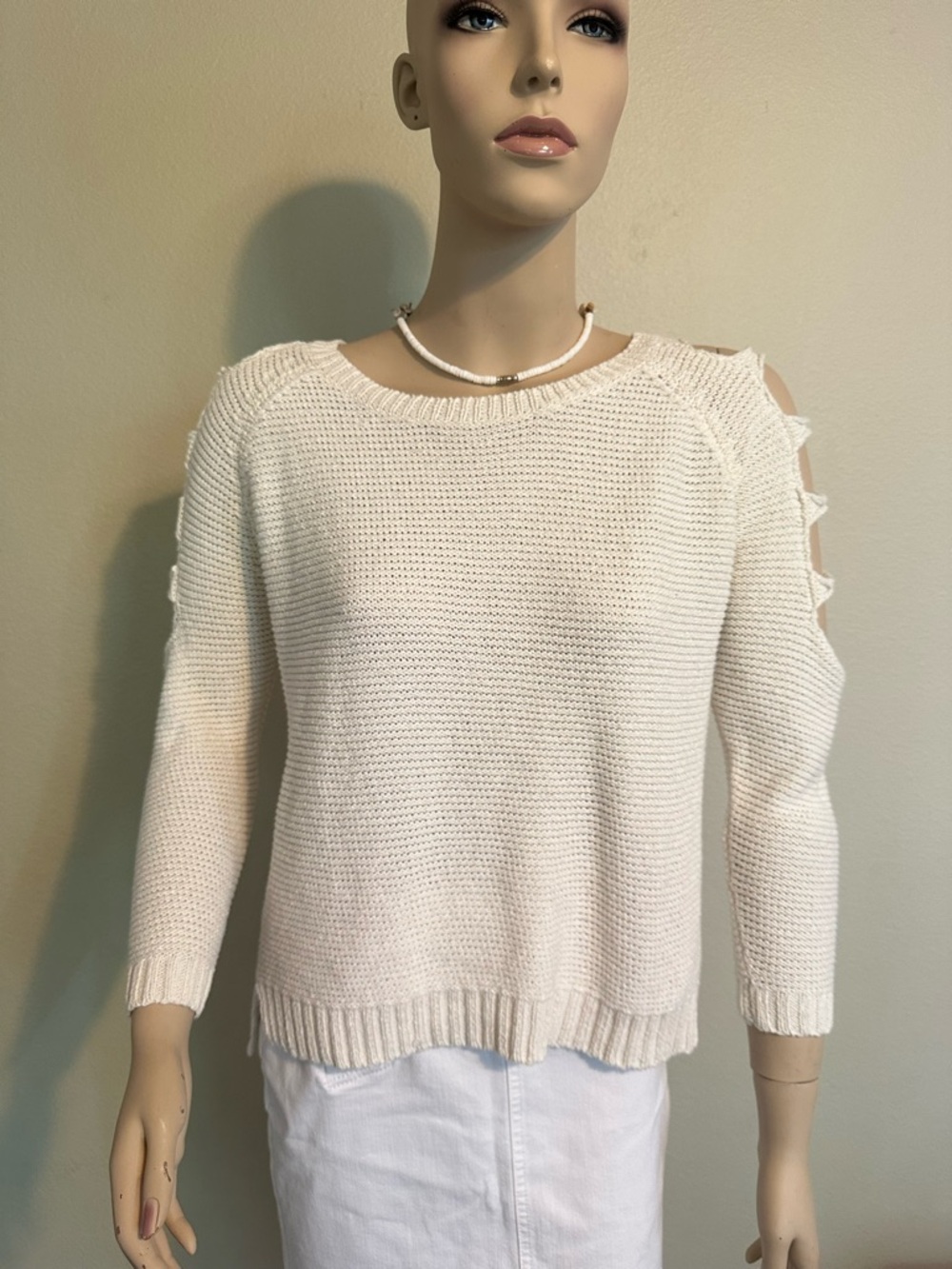 Gianni Bini Cream Sweater with Cut-Out Details